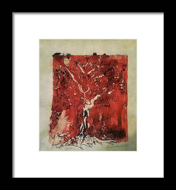 Tree Framed Print featuring the mixed media The Red Tree by Angela Weddle