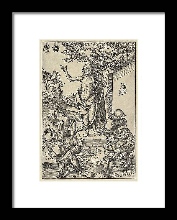 Lucas Cranach The Elder Framed Print featuring the drawing The Resurrection from The Passion by Lucas Cranach the Elder