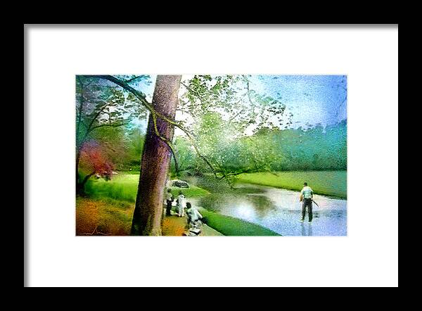 Portrait Framed Print featuring the painting The Return of The Tiger 03 - Walking on Water by Miki De Goodaboom