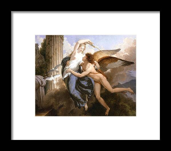 Cupid And Psyche Framed Print featuring the painting The Reunion of Cupid and Psyche by Jean Pierre Saint-Ours