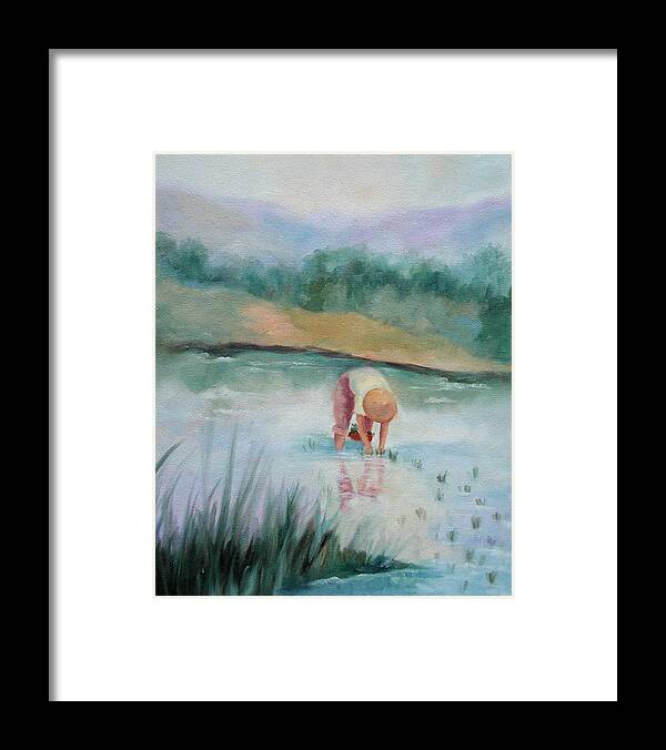 Figurative Framed Print featuring the painting The Rice Planter by Ginger Concepcion