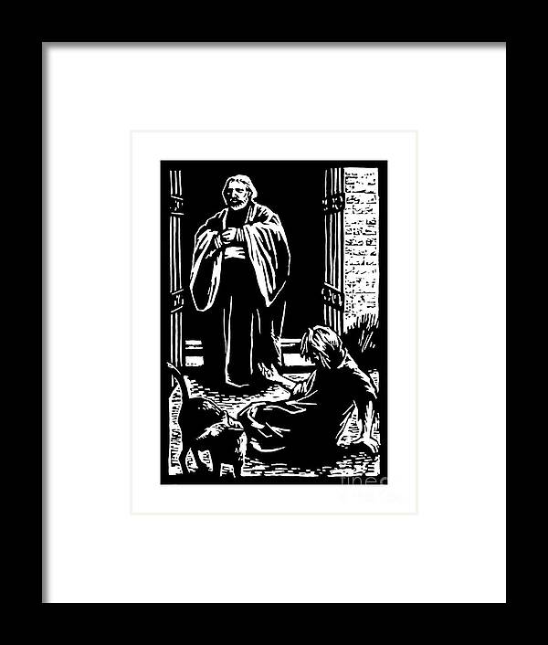 The Rich Man And Lazarus Framed Print featuring the painting The Rich Man and Lazarus - JLRML by Julie Lonneman