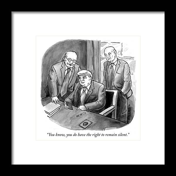 You Know Framed Print featuring the drawing The right to remain silent. by Brendan Loper