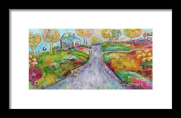 House Framed Print featuring the painting The Road Home by Claire Bull