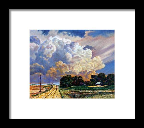 Landscape Framed Print featuring the painting The Road Home by John Lautermilch