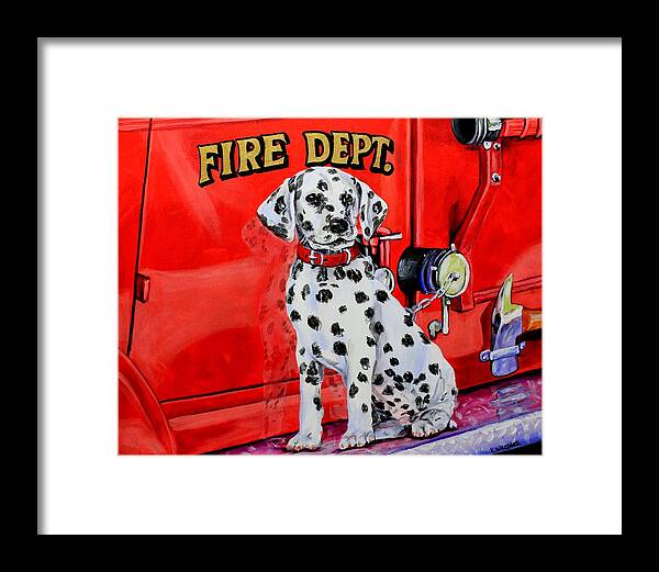 Dalmatian Framed Print featuring the painting The Rookie by Karl Wagner