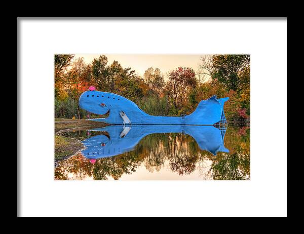 Catoosa Blue Whale Framed Print featuring the photograph The Route 66 Blue Whale - Catoosa Oklahoma by Gregory Ballos