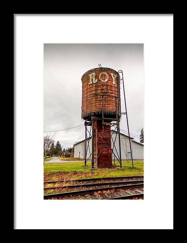 Roy Framed Print featuring the photograph The Roy Water Tower by Rob Green