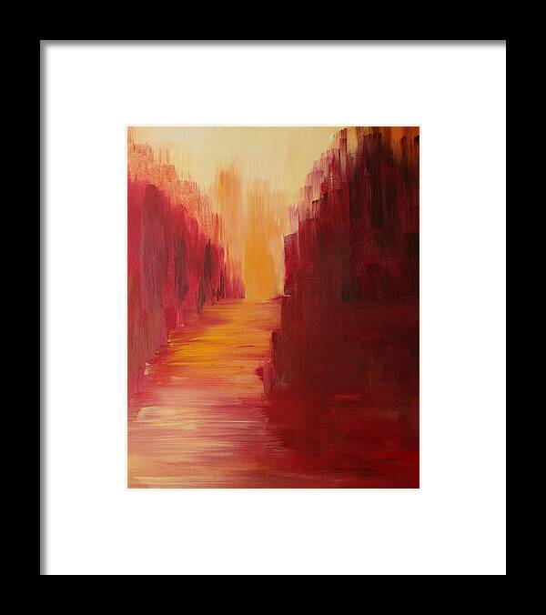 Red Framed Print featuring the painting The Ruby Way by Julie Lueders 