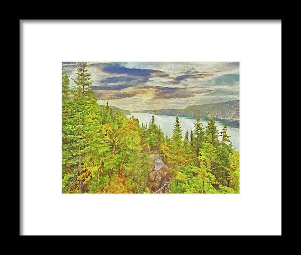 Saguenay Fjord Framed Print featuring the digital art The Saguenay Fjord National Park in Quebec 2 by Digital Photographic Arts