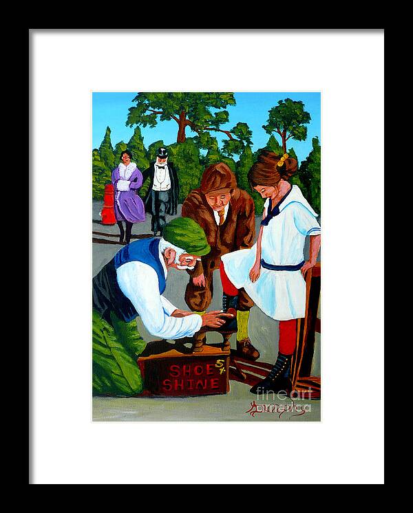 Shoe Framed Print featuring the painting The Shoe Shine Man by Anthony Dunphy