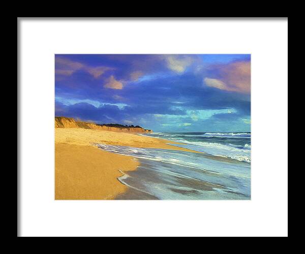 Beach Framed Print featuring the painting The Shoreline at Half Moon Bay by Dominic Piperata
