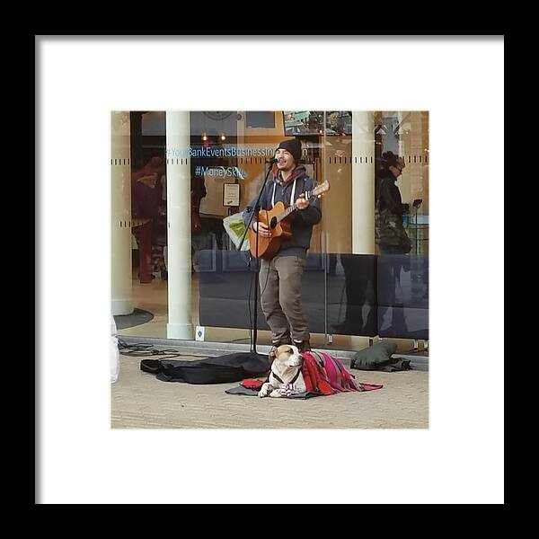 Singer Framed Print featuring the photograph The Singer and His Dog by Vic Ritchey