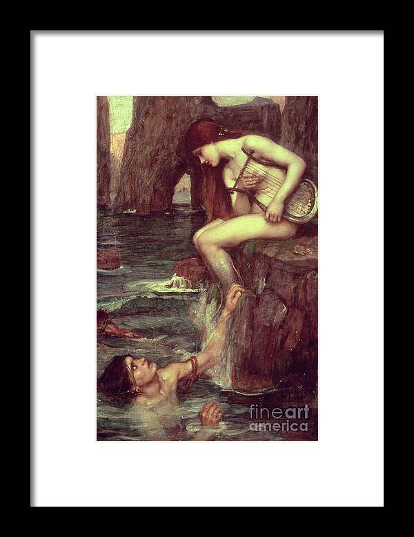 The Siren Framed Print featuring the painting The Siren by John William Waterhouse