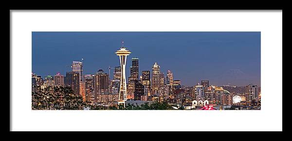 Seattle Framed Print featuring the photograph The Skyline of Seattle at Night by Willie Harper