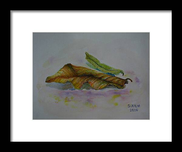 Acrylic Framed Print featuring the painting The Sleeping Leaf by Sukalya Chearanantana