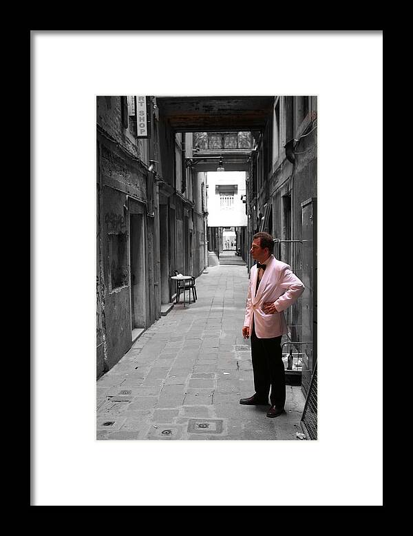 Venice Framed Print featuring the photograph The Smoking Man in Venice by Greg Sharpe