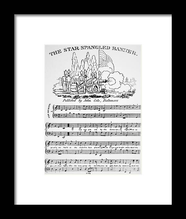 The Star Spangled Banner Framed Print featuring the drawing The Star Spangled Banner by American School