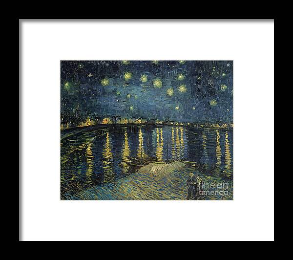 The Framed Print featuring the painting The Starry Night by Vincent Van Gogh
