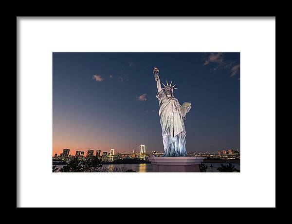 Brigde Framed Print featuring the photograph The Statue of Liberty - Tokyo, Japan - Travel photography by Giuseppe Milo