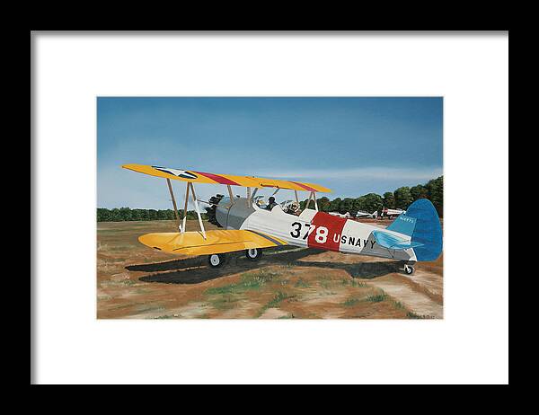 Aircraft Framed Print featuring the painting The Stearman by Kenneth Young