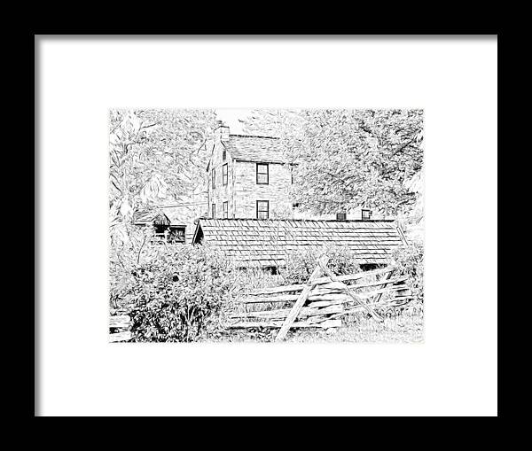 Stone House Framed Print featuring the digital art The Stone House at the Oliver Miller Homestead by Digital Photographic Arts