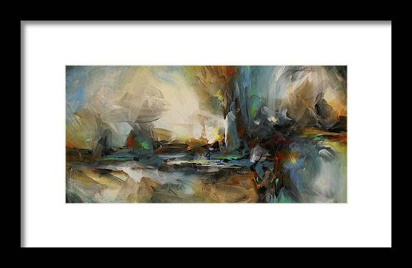 Abstract Framed Print featuring the painting The Storm by Michael Lang