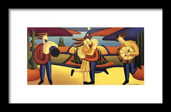 Paintings Framed Print featuring the painting The structured lovers dance by Alan Kenny