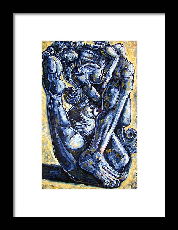 Nude Framed Print featuring the painting The struggle by Darwin Leon