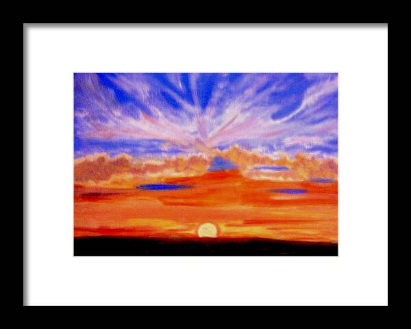 Sunset Framed Print featuring the painting The Sun as a falling Star by Rusty Gladdish