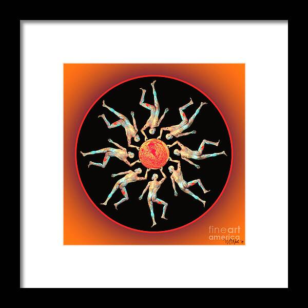 Men Framed Print featuring the digital art The Sun Dance by Walter Neal