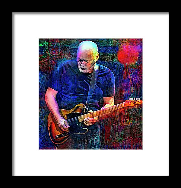 David Gilmour Framed Print featuring the mixed media The Sun is the Same by Mal Bray