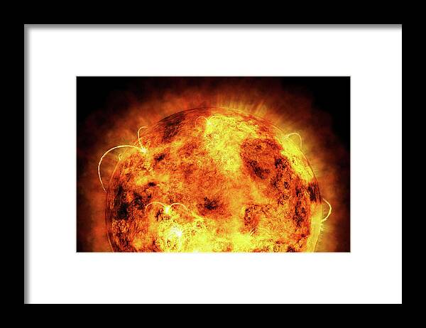 Sun Framed Print featuring the digital art The Sun by Michael Tompsett