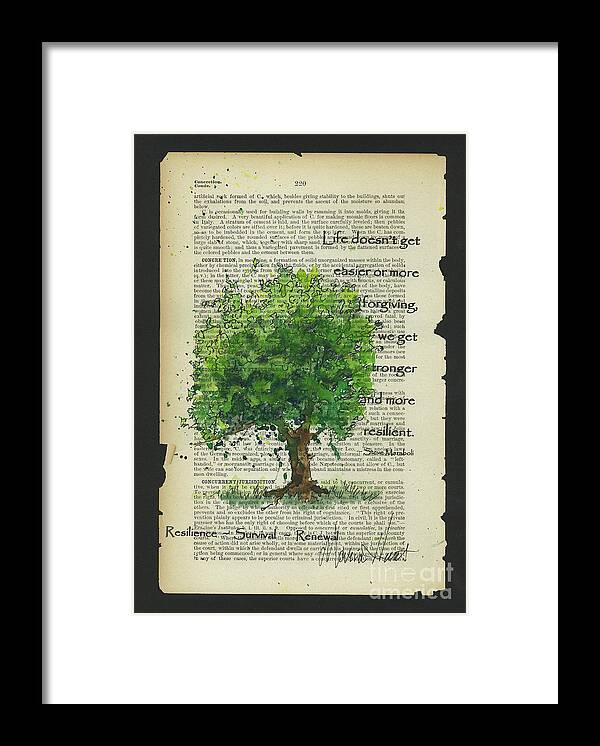 Survivor Tree Framed Print featuring the painting The Survivor Tree 9/11 by Maria Hunt