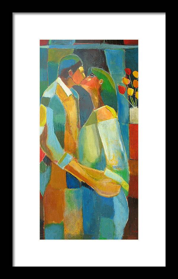 Sweet Framed Print featuring the painting The Sweet Kiss by Habib Ayat