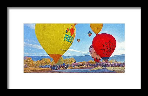 Taos Mountain Balloon Festival Framed Print featuring the digital art The Taos Mountain Balloon Rally 5 by Digital Photographic Arts