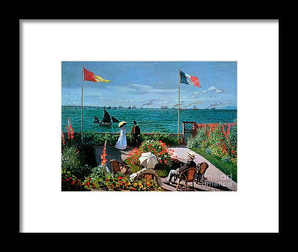 Claude Monet Framed Print featuring the painting The Terrace at Sainte Adresse by Claude Monet