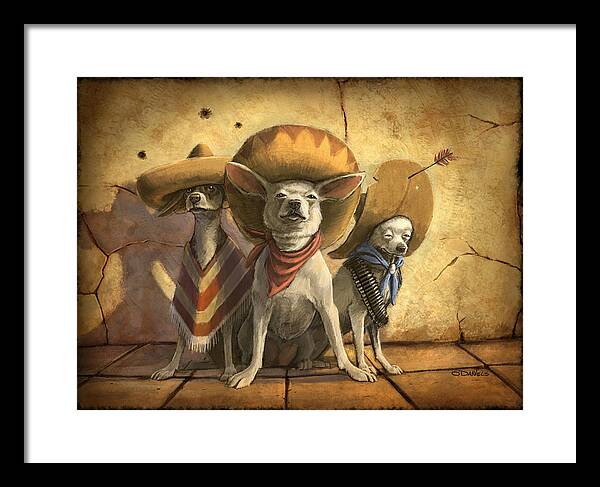 Dogs Framed Print featuring the painting The Three Banditos by Sean ODaniels