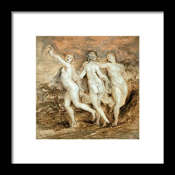 Peter Paul Rubens Framed Print featuring the painting The Three Graces 3 by Peter Paul Rubens