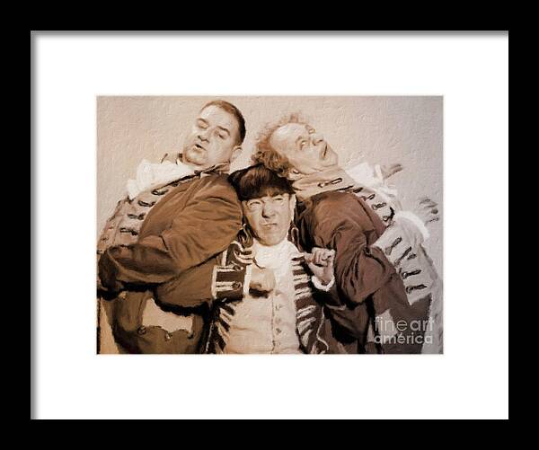Hollywood Framed Print featuring the painting The Three Stooges by Esoterica Art Agency