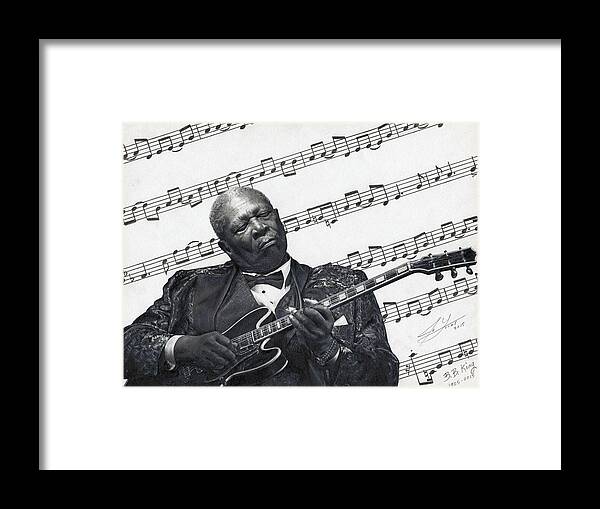 Bb King Framed Print featuring the drawing The Thrill is Gone by Julio Lucas