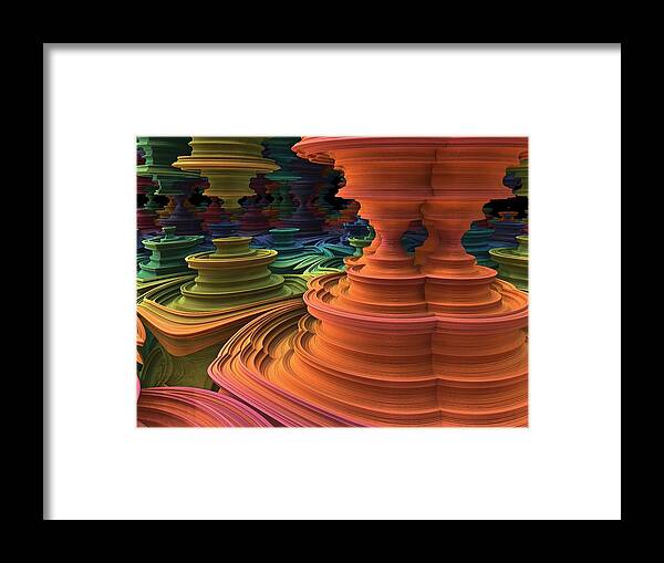 Towers Framed Print featuring the digital art The Towers of Zebkar by Lyle Hatch