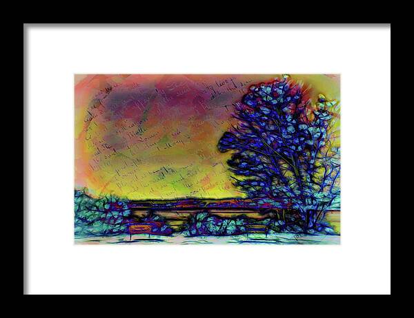 Abstract Framed Print featuring the digital art The tree in the park by Lilia S