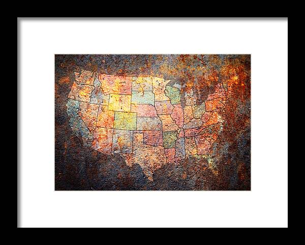 Usa Framed Print featuring the digital art The United States by Michael Tompsett