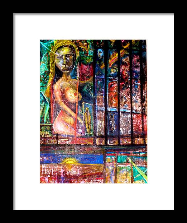 Original Framed Print featuring the painting The Universe Is Hers by Kicking Bear Productions