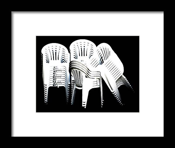 Stacked Framed Print featuring the digital art The Unused Chairs by Steve Taylor