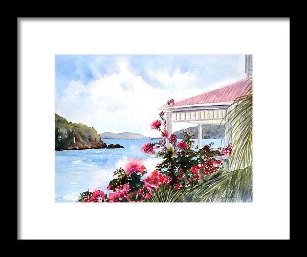 Caribbean Framed Print featuring the painting The Veranda by Diane Kirk