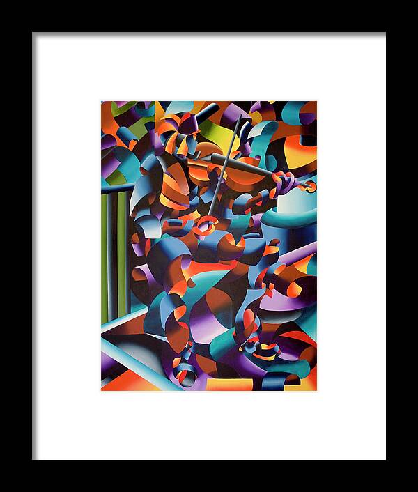 Abstract Framed Print featuring the painting The Violin Player in Paris by Mark Webster