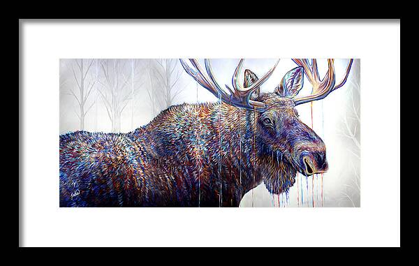 Moose Framed Print featuring the painting The Wanderer by Teshia Art