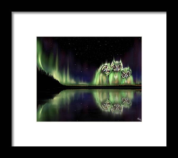 Owl Framed Print featuring the digital art The Watchers by Norman Klein